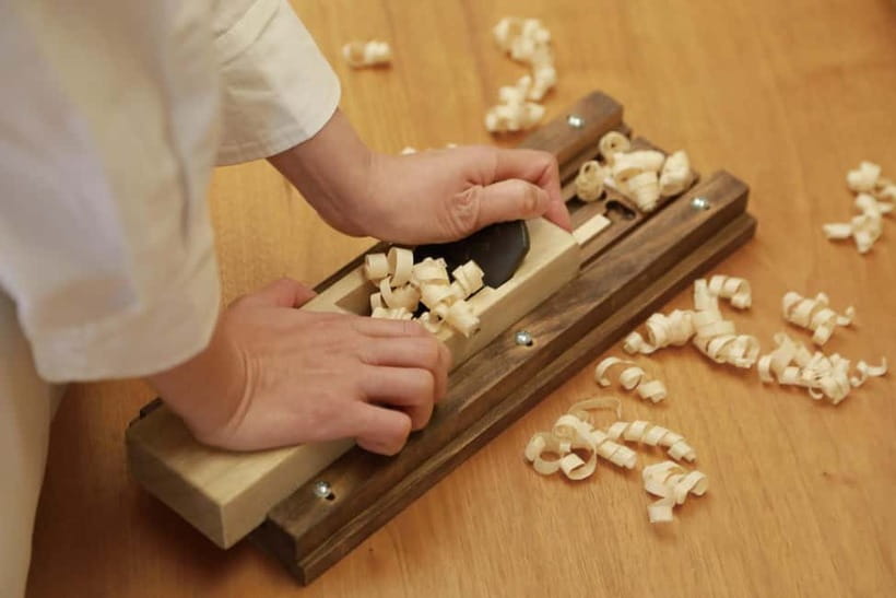 Chopstick Making Workshop in Ginza - Planing: the part that rewards steady pressure (and uses your arms)