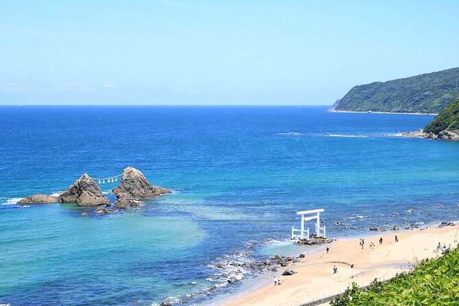 From Fukuoka Kyushu Itoshima Hidden Gems Day Tour - Sakurai Futamigaura and Meoto Iwa: the torii-and-rope photo moment