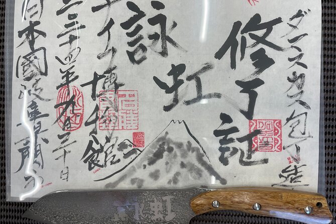 Gifu Samurai Sword Town;Japanese Damascus Knife Making Experience - In the atelier: assemble, polish, sharpen, and write your name