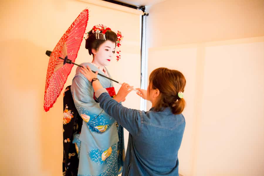 Kyoto: 2-Hour Maiko Makeover and Photo Studio Shoot - Wig, hair accessories, and dressing skills that take time