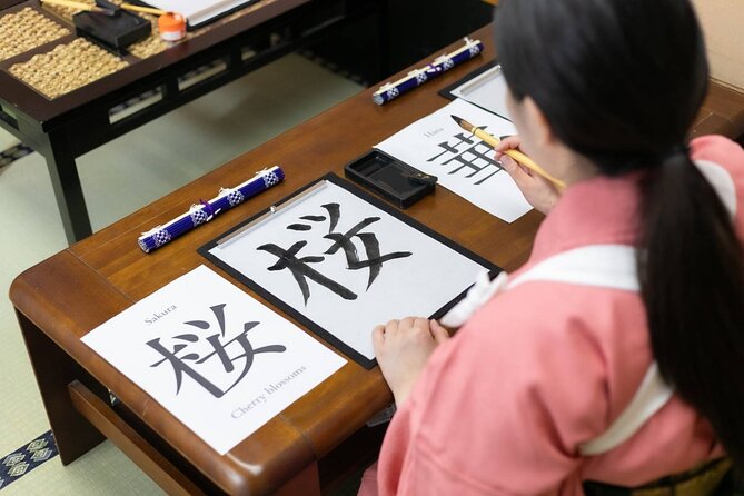 Learning Zen of Japanese Calligraphy in kimono near Osaka Castle - Choosing your kanji: make it personal, then learn it the correct way