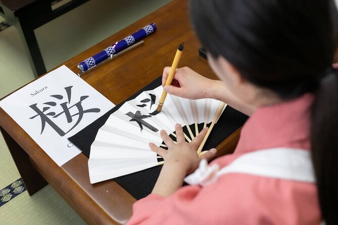 Learning Zen of Japanese Calligraphy in kimono near Osaka Castle - Your final draft, then what you take home