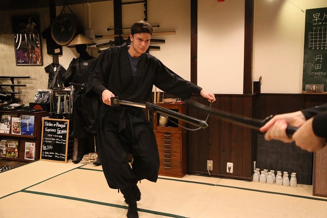 Ninja 2-hour Hands-on Lesson by Japanese master in Kyoto -Medium - Weapon training, from sword basics to shuriken and blowgun drills