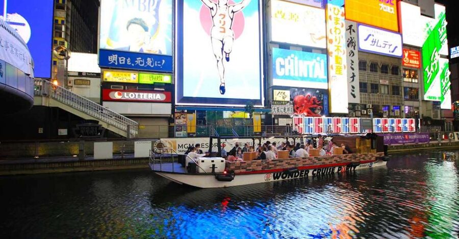 Osaka: Dotonbori District River Cruise with Drink Discount - The covered cruise route, from Glico Man to Kani Douraku