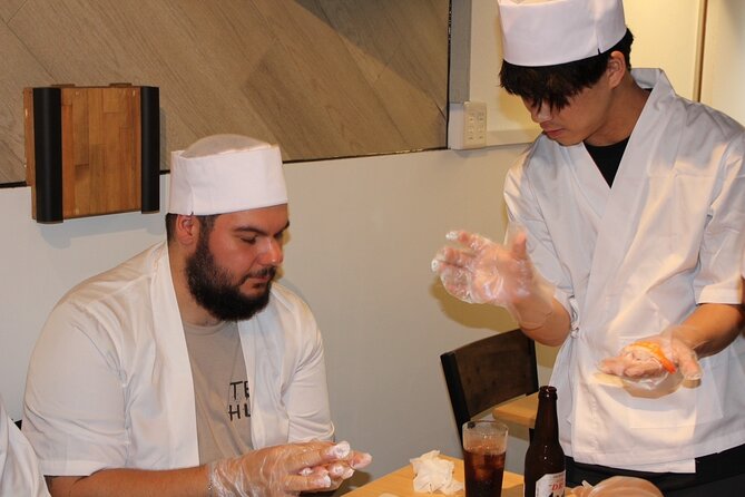 Osaka Sushi Making Experience - Sushi-chef costume, photos, and your name in kanji