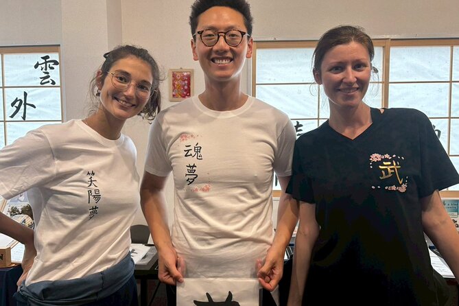 Tokyo Asakusa:Calligraphy & Make T-shirt Activity - The 30 Minutes of Practice on Thin Paper