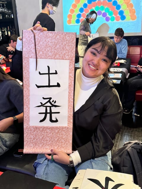 Tokyo: Calligraphy on Kanji Fan & Scroll with Drink - Key highlights at Shodo Cafe 7557