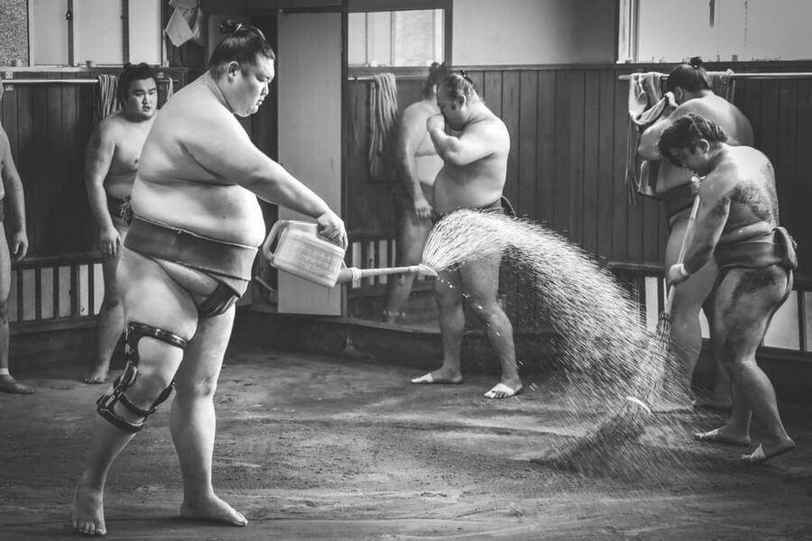 Tokyo: Sumo Morning Practice with journalists. Not fake show - Takasago-beya: The Two Hours That Make the Whole Trip